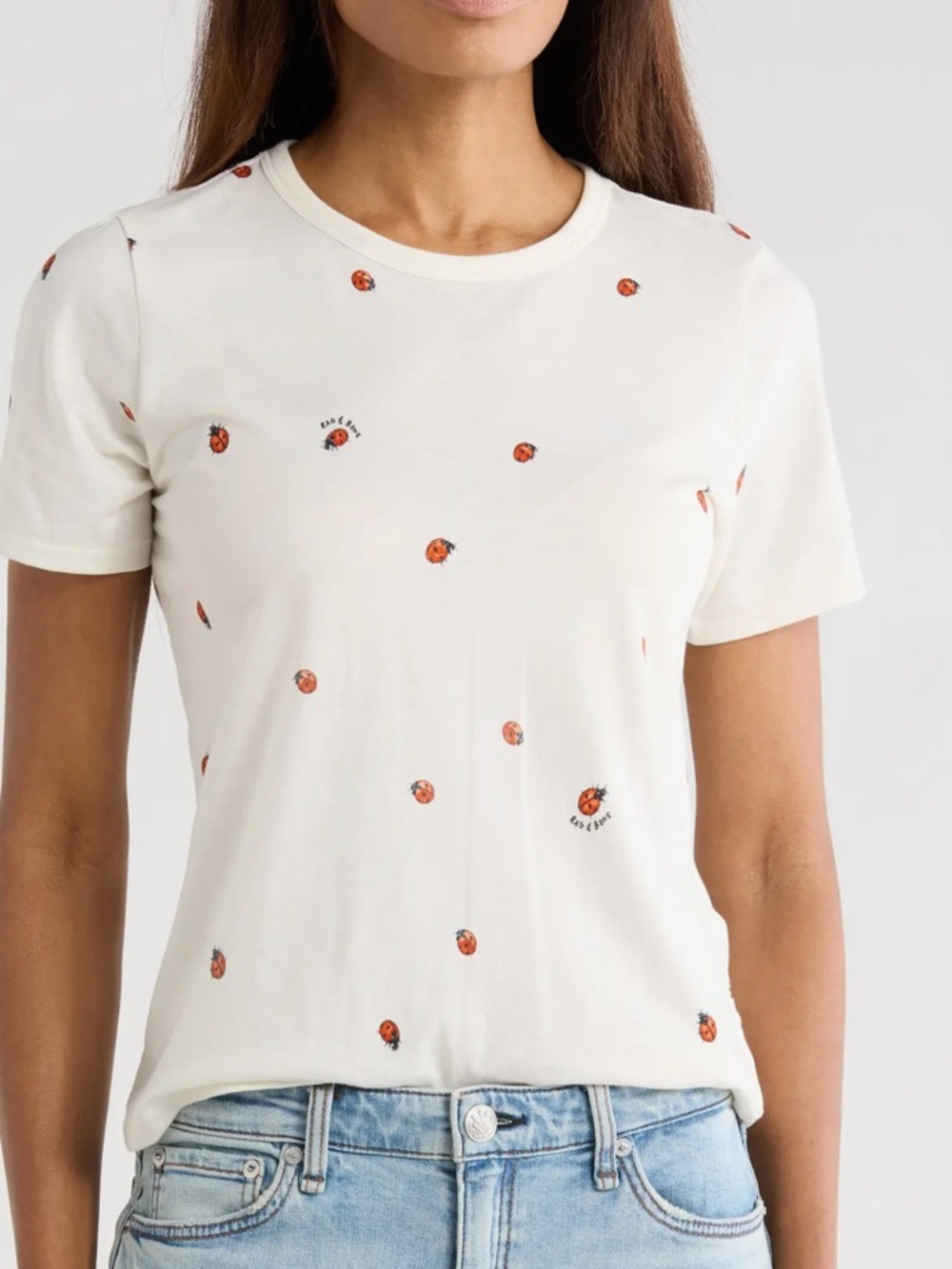 Rag & Bone Ladybug Cotton Blend T-Shirt top short sleeve novelty r&b